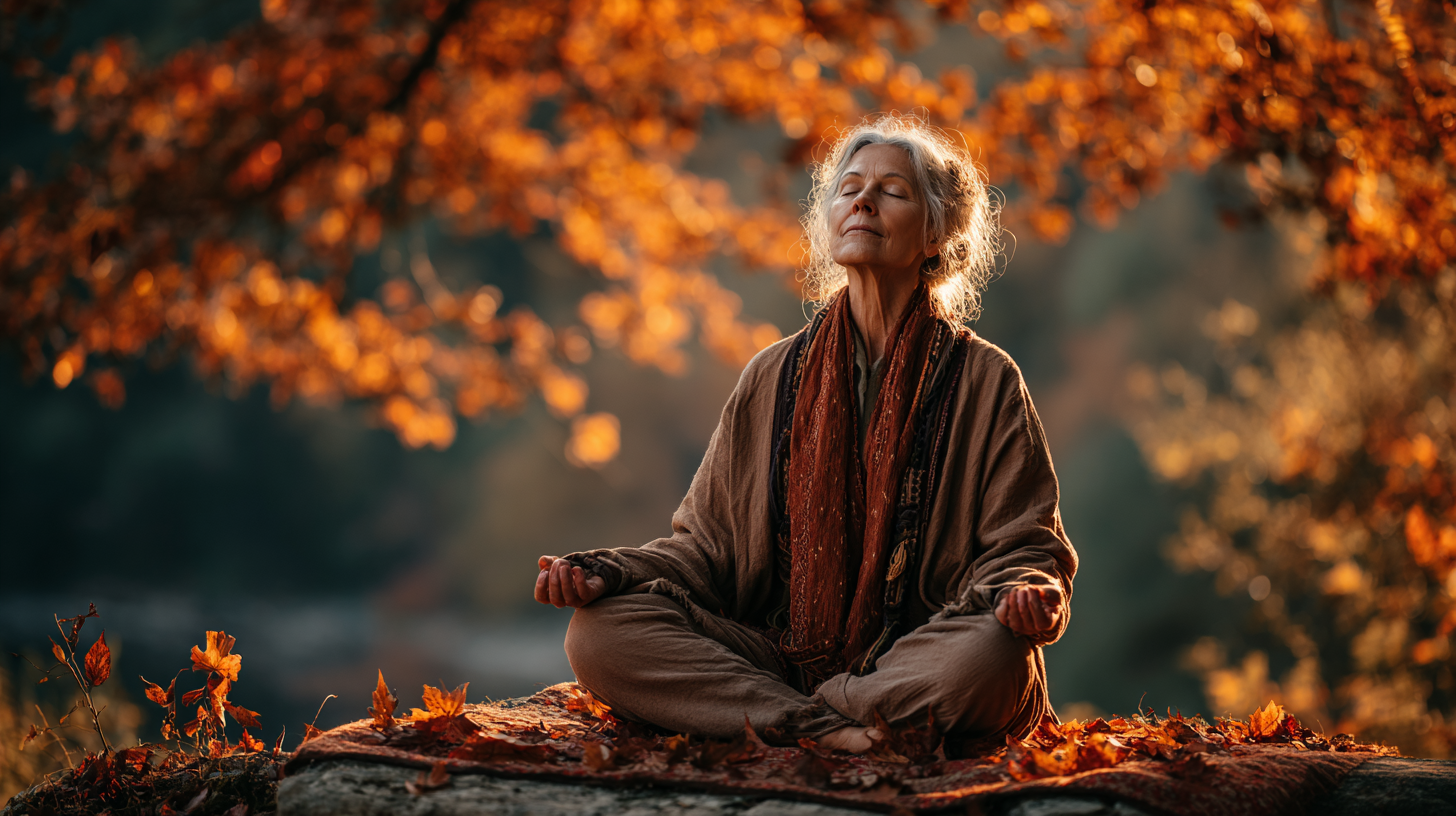 Інструктор йоги працює з літньою жінкою індивідуально